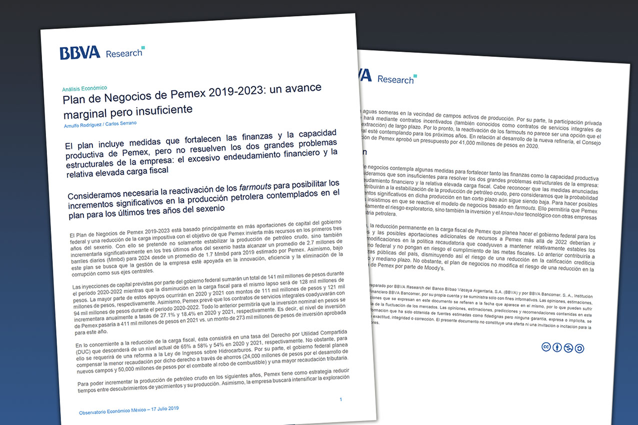 Photo of Plan de Negocios de Pemex 2019-2023: un avance marginal pero insuficiente:dice el BBVA
