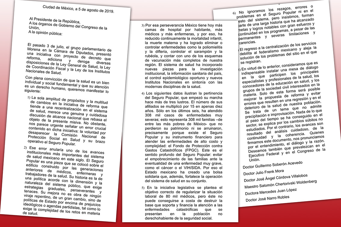 Photo of Carta de 6 ex Secretarios de Salud al Congreso y al Presidente López Obrador