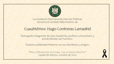 Photo of La Academia Mexicana de Ciencias Políticas lamenta el sensible fallecimiento de Cuauhtémoc Hugo Contreras