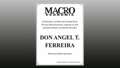 Photo of El personal y la Dirección General de la Revista Macroeconomía, expresan su más profundo pésame a la familia del señor Angel T. Ferreira