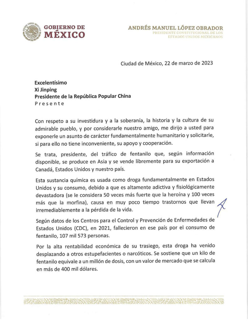 Carta del Presidente Andrés Manuel López Obrador al Presidente de la