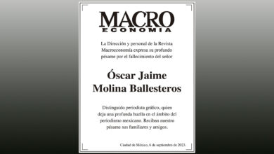 Photo of La Revista Macroeconomía expresa su profundo pésame por el fallecimiento del señor  Óscar Jaime Molina Ballesteros