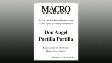 Photo of La Revista Macroeconomía se une a la pena que embarga a la familia de Don Angel Portilla Portilla