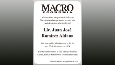 Photo of La Dirección e integrantes de la Revista Macroeconomía expresamos nuestro más sentido pésame a la familia del Lic. Juan José Ramírez Aldana